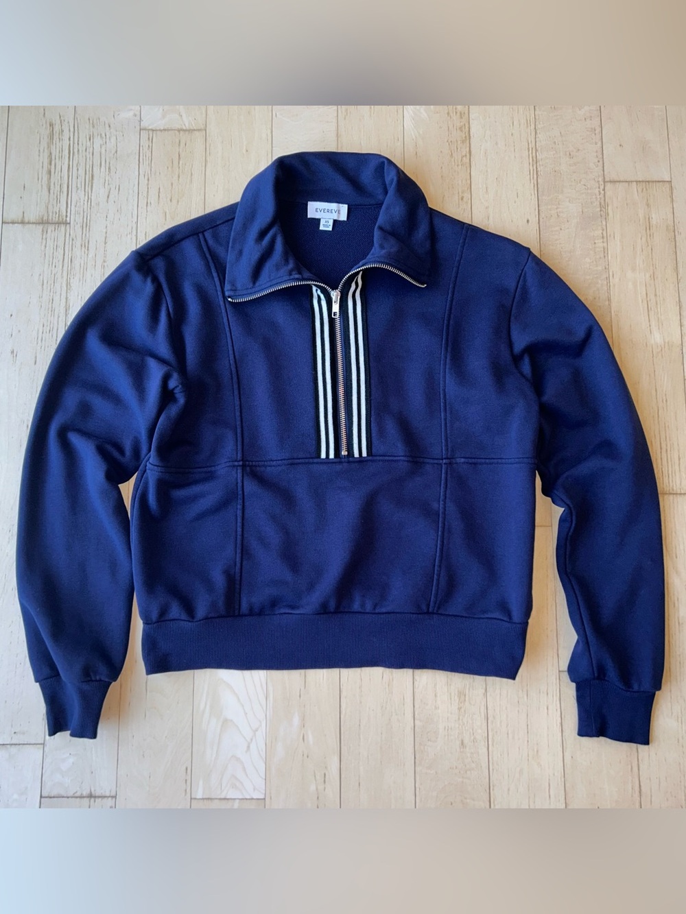 Evereve Women’s Navy/White Chelsea Half Zip Pullover Sweatshirt Size XS - Picture 13 of 14